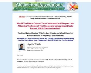 Cholesterol Never Again - 90%! Top Converting Written Page On Cb.